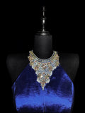 Vintage 1950s Mermaid Halter Royal Blue Taffeta With Silver Beading Long Prom Dresses High School Senior Graduation Dance Evening Outfits HZ0311