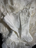 Boho Mermaid Off The Shoulder With Short Sleeves White Lace Tiered Long Vintage Fitted 1920s Wedding Dresses HZ0311