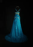 Vintage Prom Dresses 90s Formal Mermaid Spaghetti Straps Blue Chiffon With Beadings Long Party Gowns Prom Dresses HZ0311