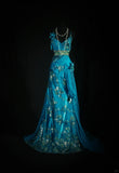 Vintage Prom Dresses 90s Formal Mermaid Spaghetti Straps Blue Chiffon With Beadings Long Party Gowns Prom Dresses HZ0311
