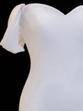Wedding Gowns Dresses Elegant Modest for Bride Mermaid Off The Shoulder With Sleeves Satin White Petite/Plus Size Bridal Gown For Women HZ0311