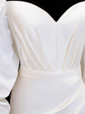 Wedding Gowns Dresses Romantic Mermaid for Bride Off The Shoulder With Sleeves Satin White Petite/Plus Size Bridal Gown For Women HZ0311