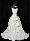 Vintage Long Wedding Gowns 1960s Dresses Princess Ball Gown Strapless Style for Bride With Pleated Ruffles Train White Bridal Dress HZ0311