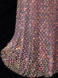 Classy Formal A Line Spaghetti Strap Pink Sequins Style Impress Long Prom Dresses Party Gowns HZ0311