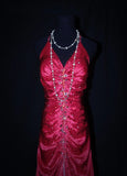 Charming Mermaid Halter Hot Pink Satin Sleeveless Long Prom Dresses Party Formal Gowns HZ0311