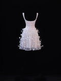 Wedding Gowns Dresses Elegant A Line Square Neck White With Beadings Short Petite/Plus Size Bridal Gowns For Women HZ0311