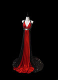 Modest A line Halter Red Black Sleeveless Long Evening Dresses Inspo Senior Night Dance Prom Dress HZ0311