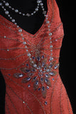 Vintage 1950s Formal Mermaid V Neck Pink Chiffon With Silver Beadings Sleeveless Long Prom Dresses Party Formal Gowns HZ0311