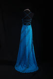 Vintage 1950s Formal Mermaid Spaghetti Strap Royal Blue Chiffon With Beads Sleeveless Long Prom Dresses Party Formal Gowns HZ0311
