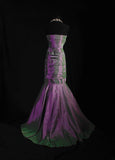 Vintage 80s Formal Mermaid Sweetheart Purple With Pleated Sleeveless Long Prom Dresses Party Formal Gowns HZ0311