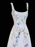 Classy High Low Square Neck Formal Floral Satin White Style Impress Long Prom Dresses Party Gowns HZ0311