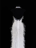 Timeless Wedding Gowns Dresses Romantic Mermaid V Neck for Bride With Feather White Petite/Plus Size Bridal Gown For Women HZ0311