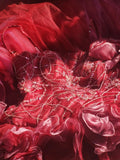 Unique Ball Gown Spaghetti Strap Burgundy Tulle With Beads Long Prom Quinceanera Dresses Sweet 15 16 Birthday Gown HZ0311