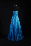 Vintage 80s Formal A Line Sweetheart Blue With Beads Sleeveless Long Prom Dresses Party Formal Gowns HZ0311