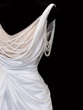 Timeless Wedding Gowns Dresses Romantic Mermaid Spaghetti Strap Pearls for Bride With Slit White Petite/Plus Size Bridal Gown For Women HZ0311