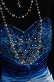Vintage A Line Women's Cocktail Party Gowns Sweetheart Ombre Blue With Beads Tops Long Graduation Dinner Outfits Prom Dresses HZ0311