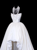 Wedding Gowns Dresses Elegant High Low Strapless Sequins White With Beadings Short Petite/Plus Size Bridal Gowns For Women HZ0311