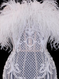 Elegant Women's Mermaid Strapless With Feathers Appliques White Long Wedding Gowns Dresses HZ0311