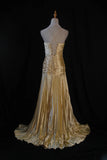 Retro Vintage 1960s Formal A line Fashion Gold Halter Satin With Beaded Sleeveless Long Prom Dresses Party Formal Gowns HZ0311