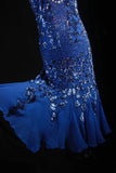 Retro 50s 1950s Formal Sheath Spaghetti Strap Royal Blue With Gem Beads Sleeveless Mid Length Prom Dresses Party Formal Gowns HZ0311