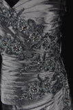 Vintage 50s 1950s Formal Mermaid One Shoulder Grey Tiered Pleated With Beads Style Impress Long Prom Dresses Party Formal Gowns HZ0311