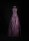 Retro Ball Gowns Women Cocktail Party Gown Strapless With Beads Cape Outfits 90s Purple Long Graduation Dinner Outfits Prom Dresses HZ0311
