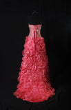 Sparkly Prom Dresses Aesthetic High Low Sweetheart Pink Tiered With Beads Inspo Party Semi Formal Gown For Senior Teens High Schools HZ0311