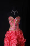 Sparkly Prom Dresses Aesthetic High Low Sweetheart Pink Tiered With Beads Inspo Party Semi Formal Gown For Senior Teens High Schools HZ0311