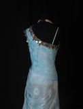 Modest Mermaid One Shoulder Blue Chiffon Prom Dress With Beaded Long Party Gowns Evening Dresses HZ0311