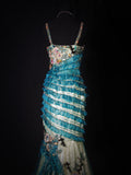 Vintage 60s Mermaid Spaghetti Straps Blue Tulle With Beads Long Formal Fancy Prom Dresses Night Outfits Party Gowns HZ0311