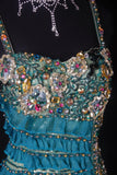 Vintage 60s Mermaid Spaghetti Straps Blue Tulle With Beads Long Formal Fancy Prom Dresses Night Outfits Party Gowns HZ0311