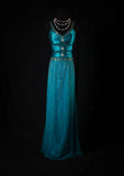 Classy Prom Dresses 1950s A line V Neck Blue With Beads Gem Vintage Long Parties Gowns Evening Dress HZ0311