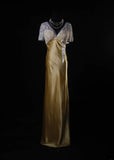 Vintage Sheath V Neck Short Sleeves With Lace Long Formal Old 1950s Prom Dresses Night Outfits Party Gowns HZ0311