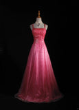 Vintage A line Spaghetti Straps Pink Backless Long Formal Old 1950s Prom Dresses Night Outfits Party Gowns HZ0311
