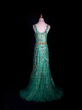 Vintage A line 1950s Sweetheart Tulle Green With Beads Long Prom Dresses Inspo 20th Birthday Outfit Formal Gowns HZ0311