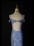 Retro 1950s Mermaid Sweetheart Blue Tulle With Beads Long Prom Dresses Inspo 22th Birthday Outfit Formal Gown HZ0311