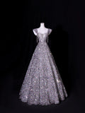 Classy Ball Gown Sweetheart Silver Gray Sequins Long Inspo For Women Girls Formal Party Gowns Long Formal Prom Dresses HZ0311