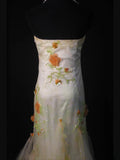 Vintage Mermaid Strapless Floral Tulle 1950s With Ruffled Flowers Layered Bodice Long Prom Dresses Inspo 18th Birthday Outfit Formal Gown HZ0311