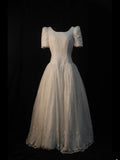 Retro 1950s Wedding Dresses for Bride Ball Gown Boat With Short Sleeves Tulle Petite/Plus Size Bridal Gowns for Summer Wedding HZ0311