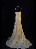 Vintage Mermaid Spaghetti Straps Yellow Lace 70s With Beads Prom Max Dresses Inspo 18th Birthday Outfit Formal Dress For Women HZ0311