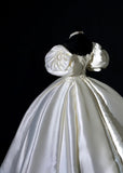 Princess Long Wedding Gowns Ball Gown Sweetheart Sleeveless Satin for Bride With Sleeves Pleated Train White Bridal Dress HZ0311