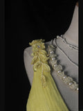 Vintage Sheath V Neck Yellow Tulle With Flowers 18th Birthday Dress Homecoming Dresses Cocktail Gown HZ0311
