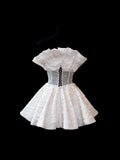 Chic Ball Gown Strapless Satin Tiered 16th Birthday Dress Short Homecoming Dresses Cocktail Gown HZ0311