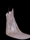 Chic Formal Mermaid Spaghetti Strap Pink Satin With Slit Cape Style Impress Long Prom Dresses Party Gowns HZ0311