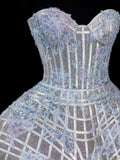 Elegant Ball Gown Strapless Multi Colors Tulle Lace Tops Formal Fancy Long Evening Dresses Dinner Outfits Classy Party Gowns HZ0311