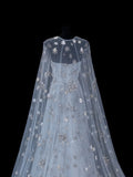 Elegant A Line Strapless Tulle With Tulle Cape Formal Fancy Long Evening Dresses Dinner Outfits Classy Party Gowns HZ0311