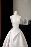 Whimsical Ball Gown Strapless Fitted Long Satin Wedding Dress Bride Gowns Wedding Dresses HZ0311