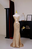 Sexy Mermaid Halter Gold Sequin Prom Dresses Long Party Dress 21st Birthday Outfits Formal Dress HZ0311