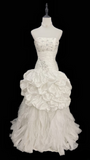 Vintage Mermaid Strapless Taffeta White Fitted Corset Long Wedding Dress Bride Gowns Wedding Dresses HZ0311