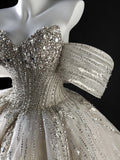 Luxury Ball Gown Sweetheart Sequins Beaded Fitted Corset Wedding Dress Bride Gowns Wedding Dresses HZ0311